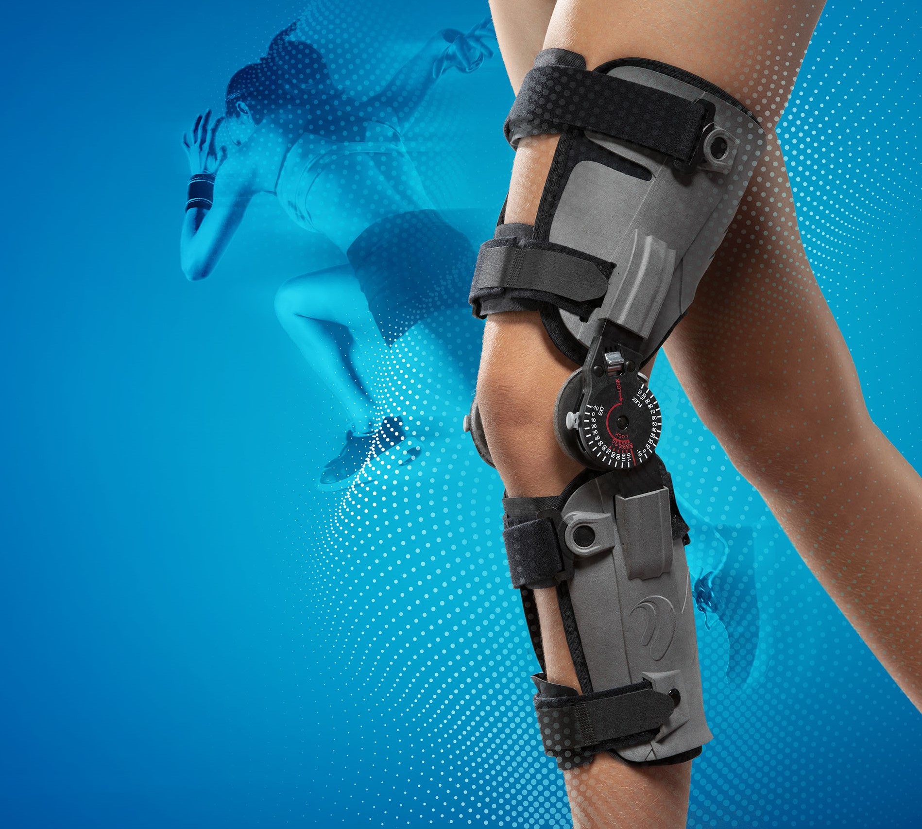 Genouillère postopératoire POKO 3D, exceptionnellement légère et confortable